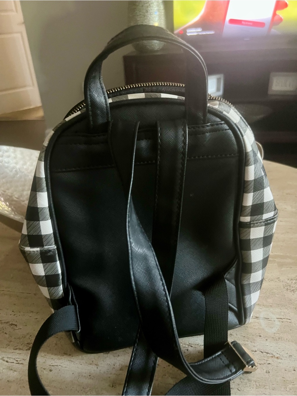 Black & White Check Mini Backpack - Picture 2 of 7